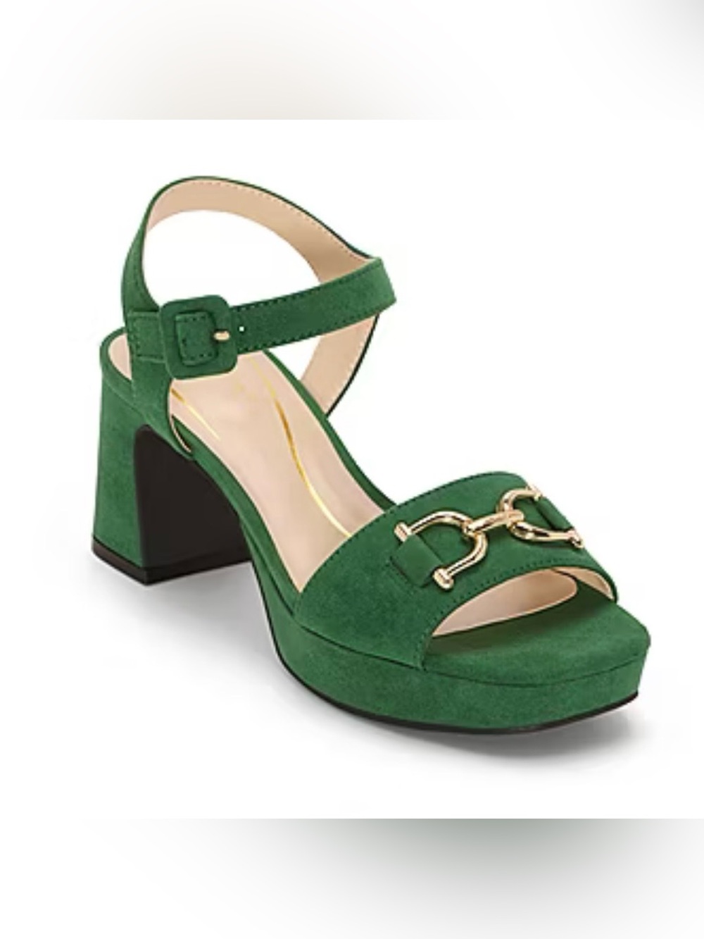 Liz Claiborne Delvin Heeled Green Suede Block Heel Sandals NWT NO BOX